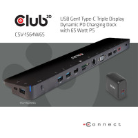 Produktbild för CLUB3D CSV-1564W65 dockningsstationer för bärbara datorer Dockning USB 3.2 Gen 1 (3.1 Gen 1) Type-C Svart