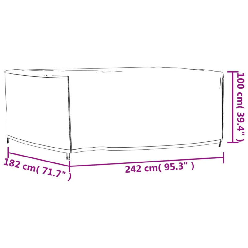 Produktbild för Överdrag till trädgårdsmöbler svart 242x182x100 cm 420D oxford
