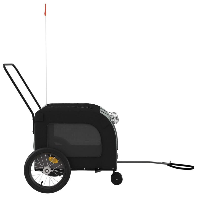 Produktbild för Cykelvagn för djur svart och grå oxfordtyg och järn