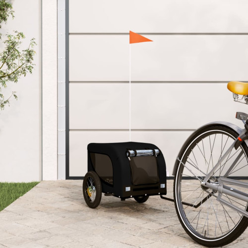 vidaXL Cykelvagn för djur svart oxfordtyg och järn