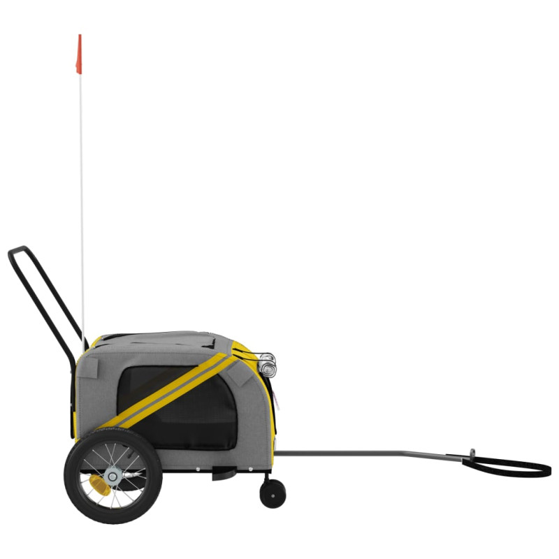 Produktbild för Cykelvagn för djur gul och svart oxfordtyg och järn