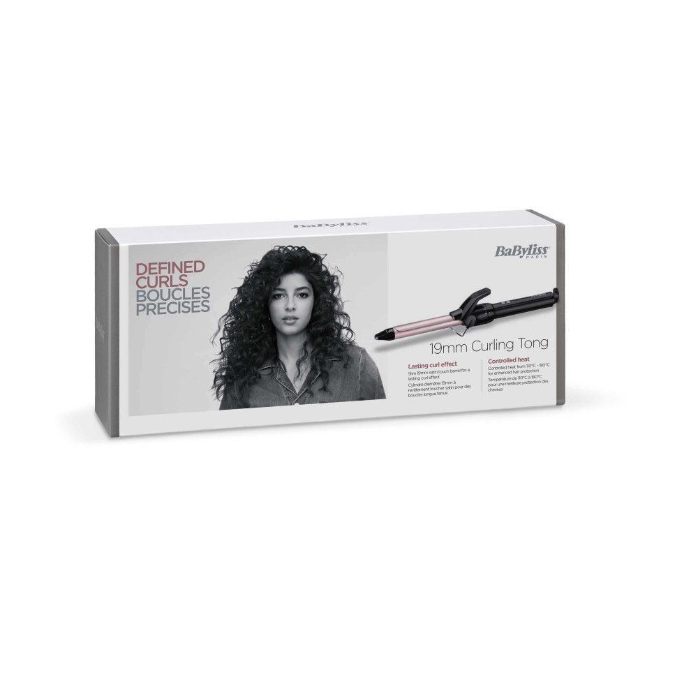 Produktbild för BaByliss Pro 180 19mm Locktång Varm Svart, Rosa 1,8 m