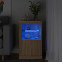 Produktbild för Sidoskåp med LED-lampor sonoma-ek konstruerat trä