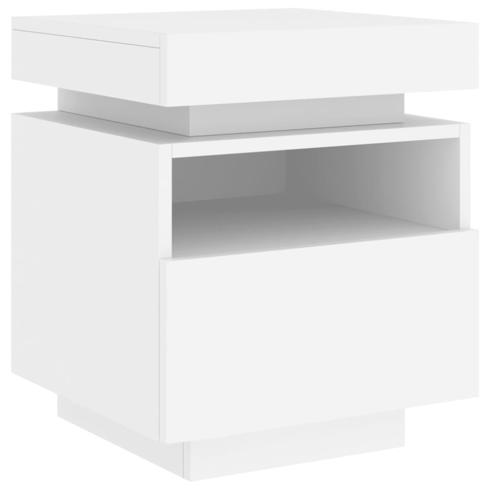 Produktbild för Sängbord med LED-belysning vit 40x39x48,5 cm