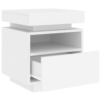 Produktbild för Sängbord med LED-belysning vit 40x39x48,5 cm