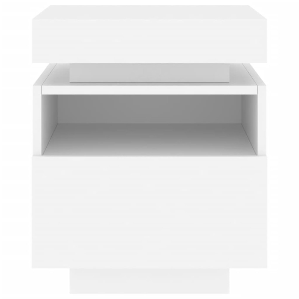 Produktbild för Sängbord med LED-belysning vit 40x39x48,5 cm