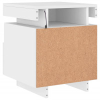 Produktbild för Sängbord med LED-belysning vit 40x39x48,5 cm