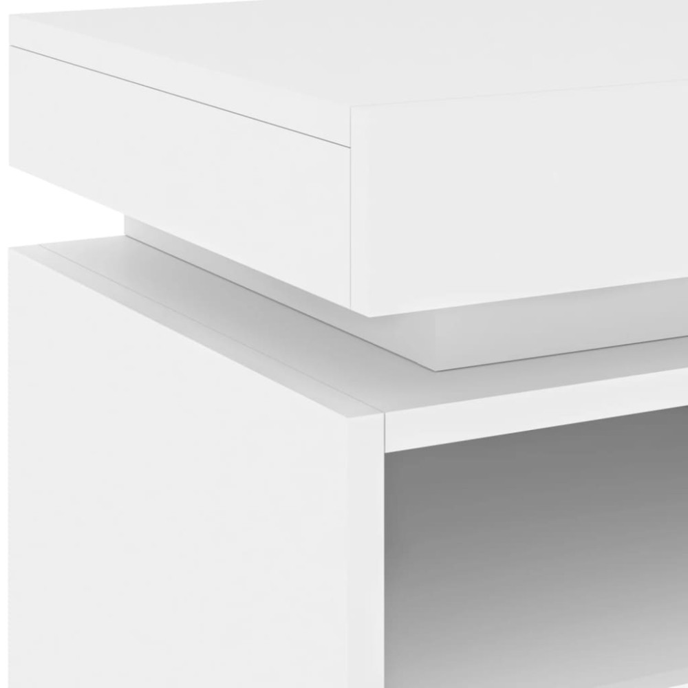 Produktbild för Sängbord med LED-belysning vit 40x39x48,5 cm