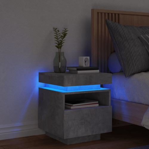 vidaXL Sängbord med LED-belysning betonggrå 40x39x48,5 cm