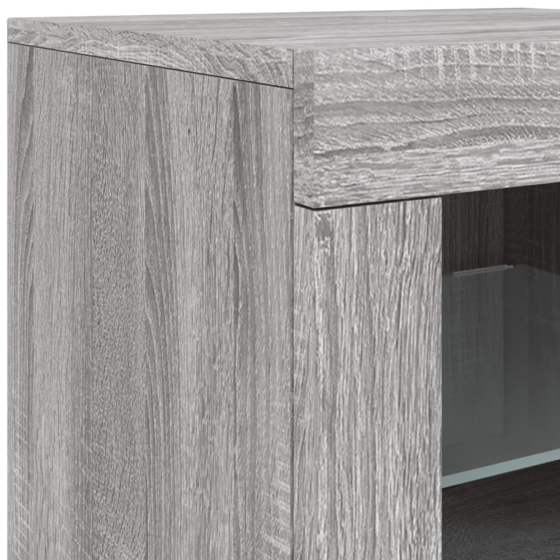 Produktbild för Sidoskåp med LED-lampor grå sonoma konstruerat trä