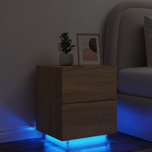 vidaXL Sängbord med LED-lampor sonoma-ek konstruerat trä