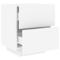 Miniatyr av produktbild för Sängbord med LED-lampor vit konstruerat trä