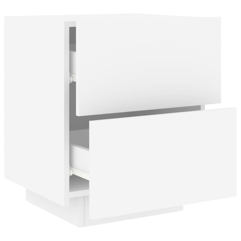 Produktbild för Sängbord med LED-lampor vit konstruerat trä