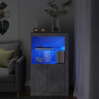 Produktbild för Sidoskåp med LED-lampor betonggrå konstruerat trä