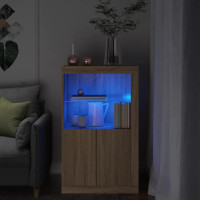 Produktbild för Sidoskåp med LED-lampor sonoma-ek konstruerat trä