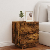 Produktbild för Sängbord med LED-lampor rökfärgad ek konstruerat trä