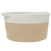 Produktbild för Förvaringskorg beige och vit Ø40x25 cm bomull