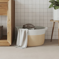 Produktbild för Förvaringskorg beige och vit Ø40x25 cm bomull