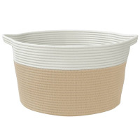 Produktbild för Förvaringskorg beige och vit Ø40x25 cm bomull