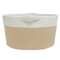 Produktbild för Förvaringskorg beige och vit Ø40x25 cm bomull