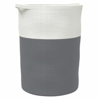 Produktbild för Förvaringskorg grå och vit Ø49x65 cm bomull