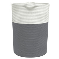 Produktbild för Förvaringskorg grå och vit Ø49x65 cm bomull