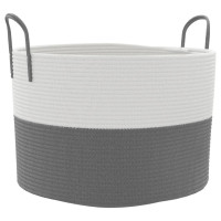 Produktbild för Förvaringskorg grå och vit Ø51x33 cm bomull