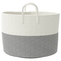 Produktbild för Förvaringskorg grå och vit Ø51x33 cm bomull