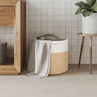 Produktbild för Förvaringskorg beige och vit Ø40x35 cm bomull