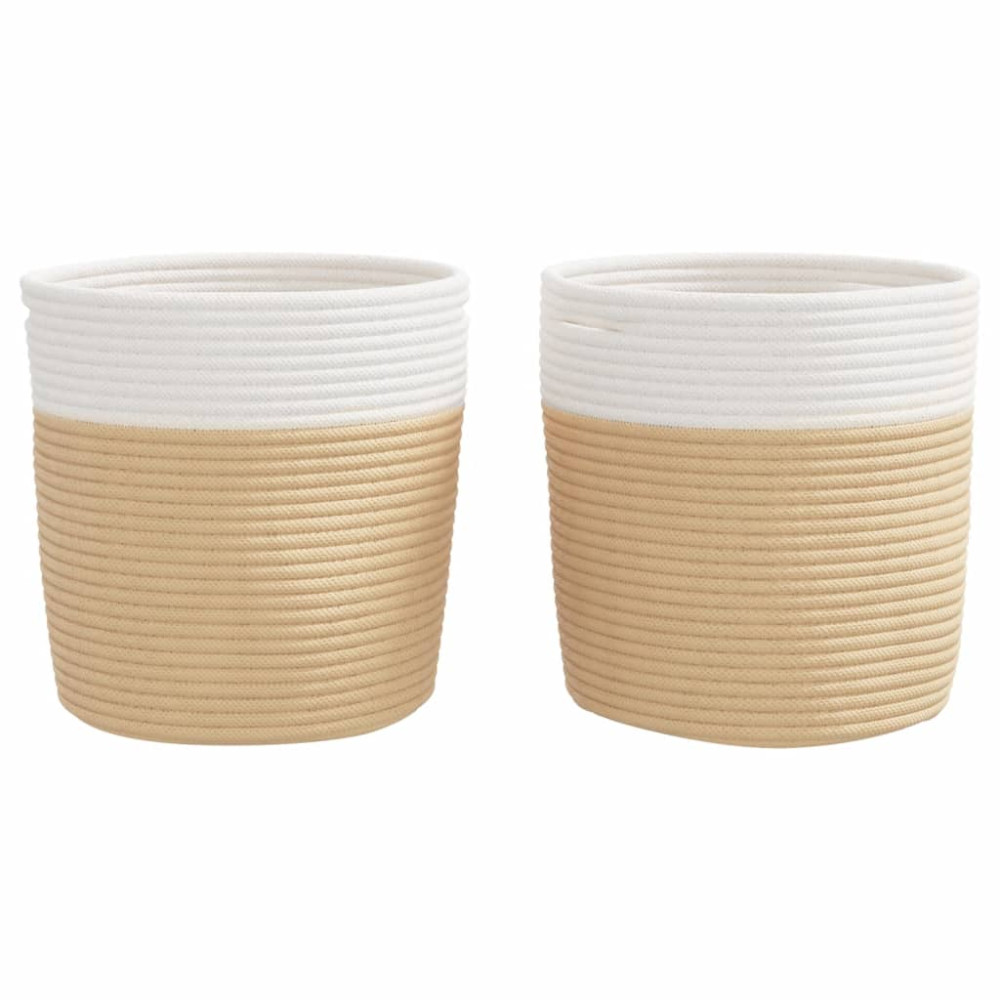 Produktbild för Förvaringskorgar 2 st beige och vit Ø28x28 cm bomull