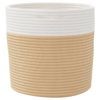Produktbild för Förvaringskorgar 2 st beige och vit Ø28x28 cm bomull