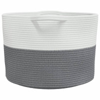 Produktbild för Tvättkorg grå och vit Ø55x36 cm bomull