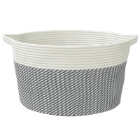 Produktbild för Förvaringskorg grå och vit Ø40x25 cm bomull