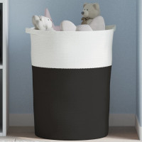 Produktbild för Förvaringskorg svart och vit Ø49x65 cm bomull