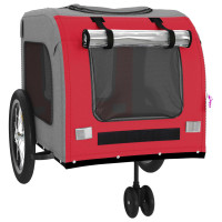 Miniatyr av produktbild för Cykelvagn för djur röd och grå oxfordtyg och järn