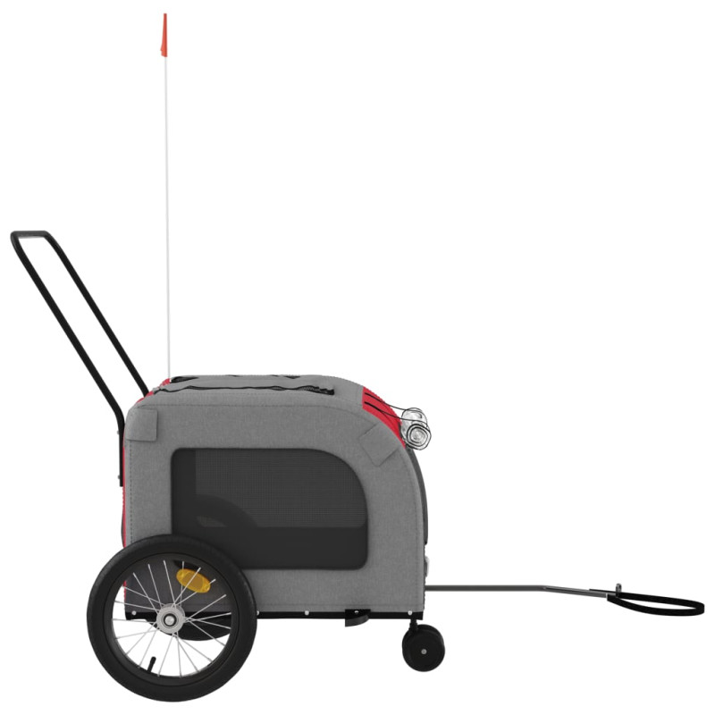 Produktbild för Cykelvagn för djur röd och grå oxfordtyg och järn