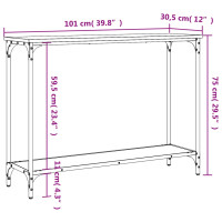 Produktbild för Avlastningsbord svart 101x30,5x75 cm konstruerat trä