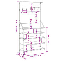 Produktbild för Klädställning med skoförvaring sonoma-ek 90x34x184 cm