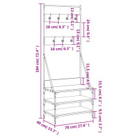 Produktbild för Klädställning med skoförvaring rökfärgad ek 70x40x184 cm