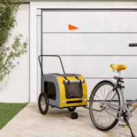 Miniatyr av produktbild för Cykelvagn för djur gul och grå oxfordtyg och järn