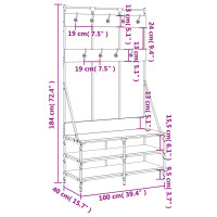 Produktbild för Klädställning med skoförvaring svart 100x40x184 cm