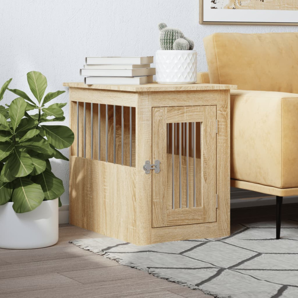 Produktbild för Hundbur/sidobord sonoma-ek 45x62x59 cm konstruerat trä