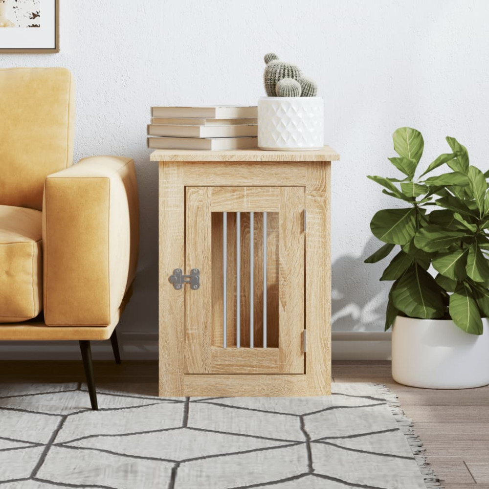 Produktbild för Hundbur/sidobord sonoma-ek 45x62x59 cm konstruerat trä