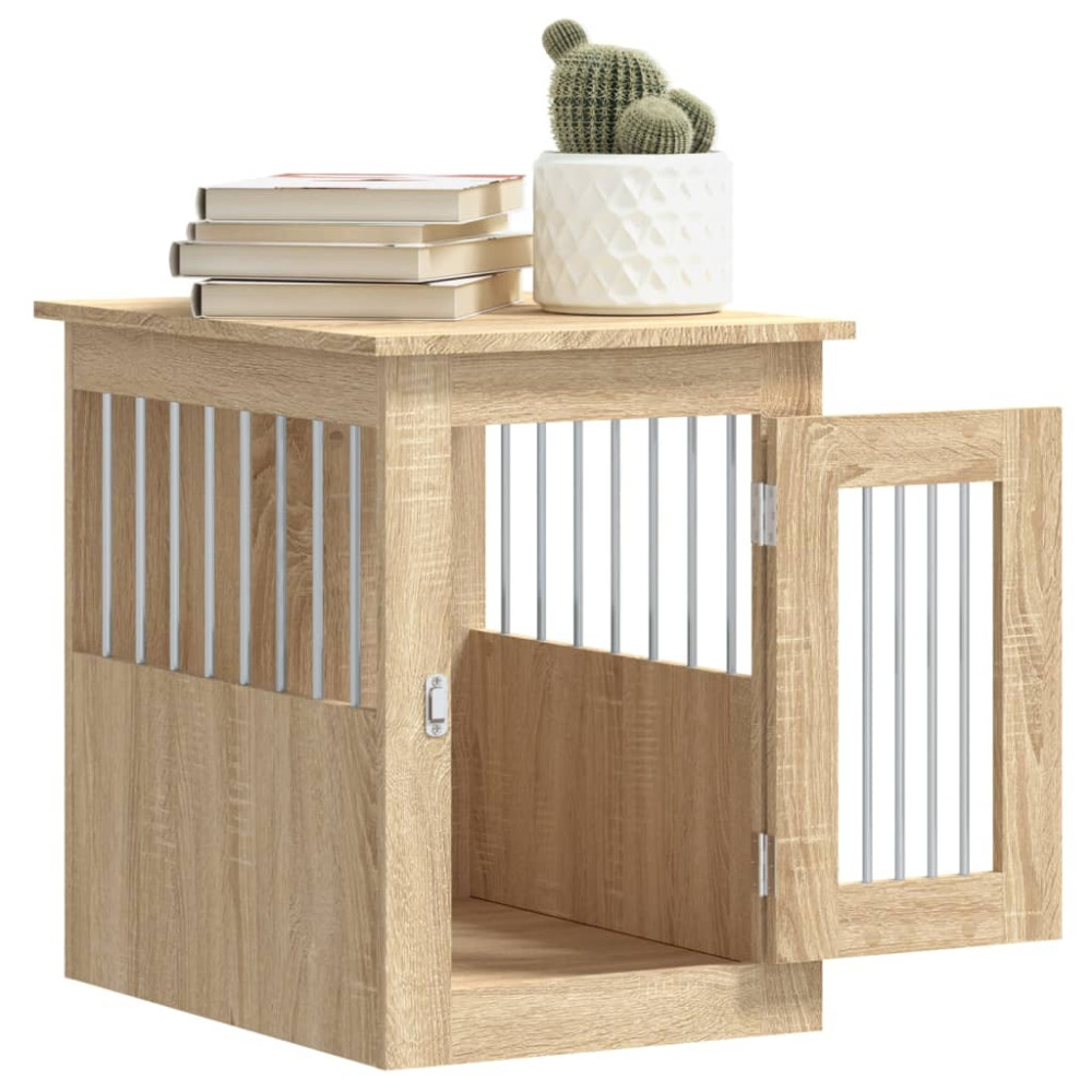 Produktbild för Hundbur/sidobord sonoma-ek 45x62x59 cm konstruerat trä
