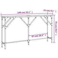 Produktbild för Avlastningsbord sonoma ek 140x23x75 cm konstruerat trä