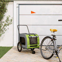 Miniatyr av produktbild för Cykelvagn för djur grön och grå oxfordtyg och järn