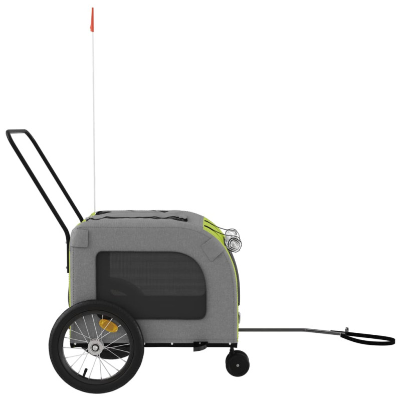 Produktbild för Cykelvagn för djur grön och grå oxfordtyg och järn