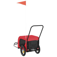 Miniatyr av produktbild för Cykelvagn för djur röd och svart oxfordtyg och järn