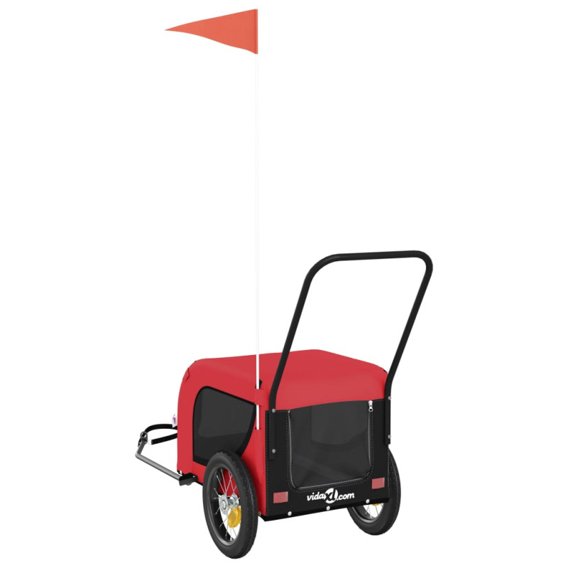 Produktbild för Cykelvagn för djur röd och svart oxfordtyg och järn