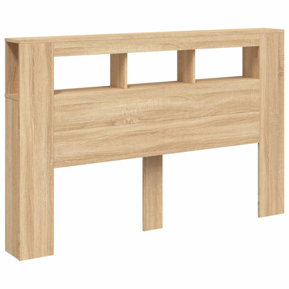 Produktbild för Sänggavel LED sonoma-ek 160x18,5x103,5 cm konstruerat trä